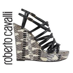 Roberto Cavalli Strappy Platform Wedges